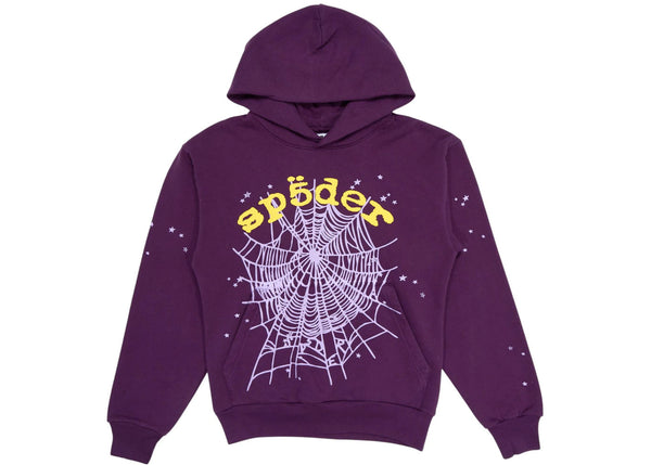 Sp5der Star OG Web V2 Hoodie Purple - Preowned
