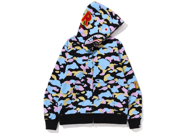 BAPE New Multi Camo 2nd Shark Full Zip Hoodie Black