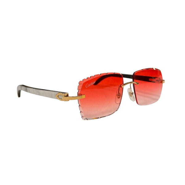 Cartier Diamond Cut Glasses (Buff Stick/Red lenses) - Preowned