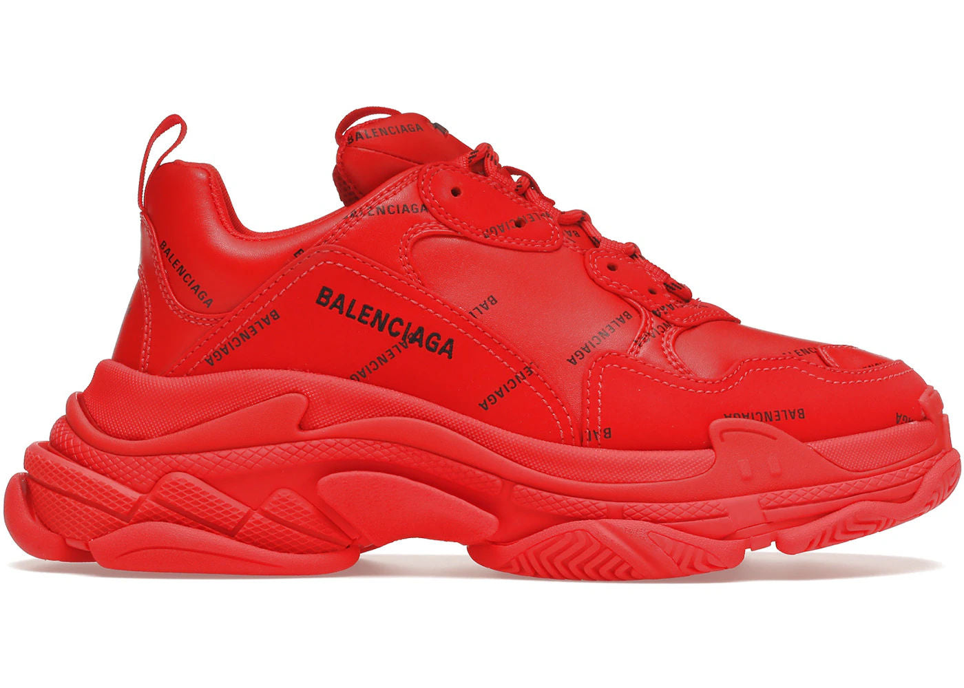 Balenciaga Triple S Allover Logo Red - Preowned