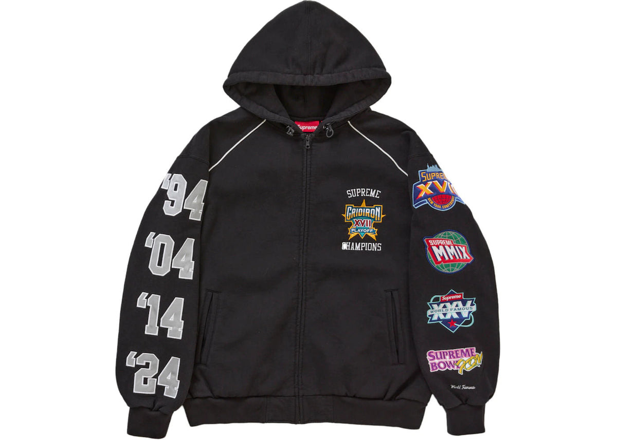 Supreme Playoffs Zip Up Hooded Sweatshirt Black - Preowned