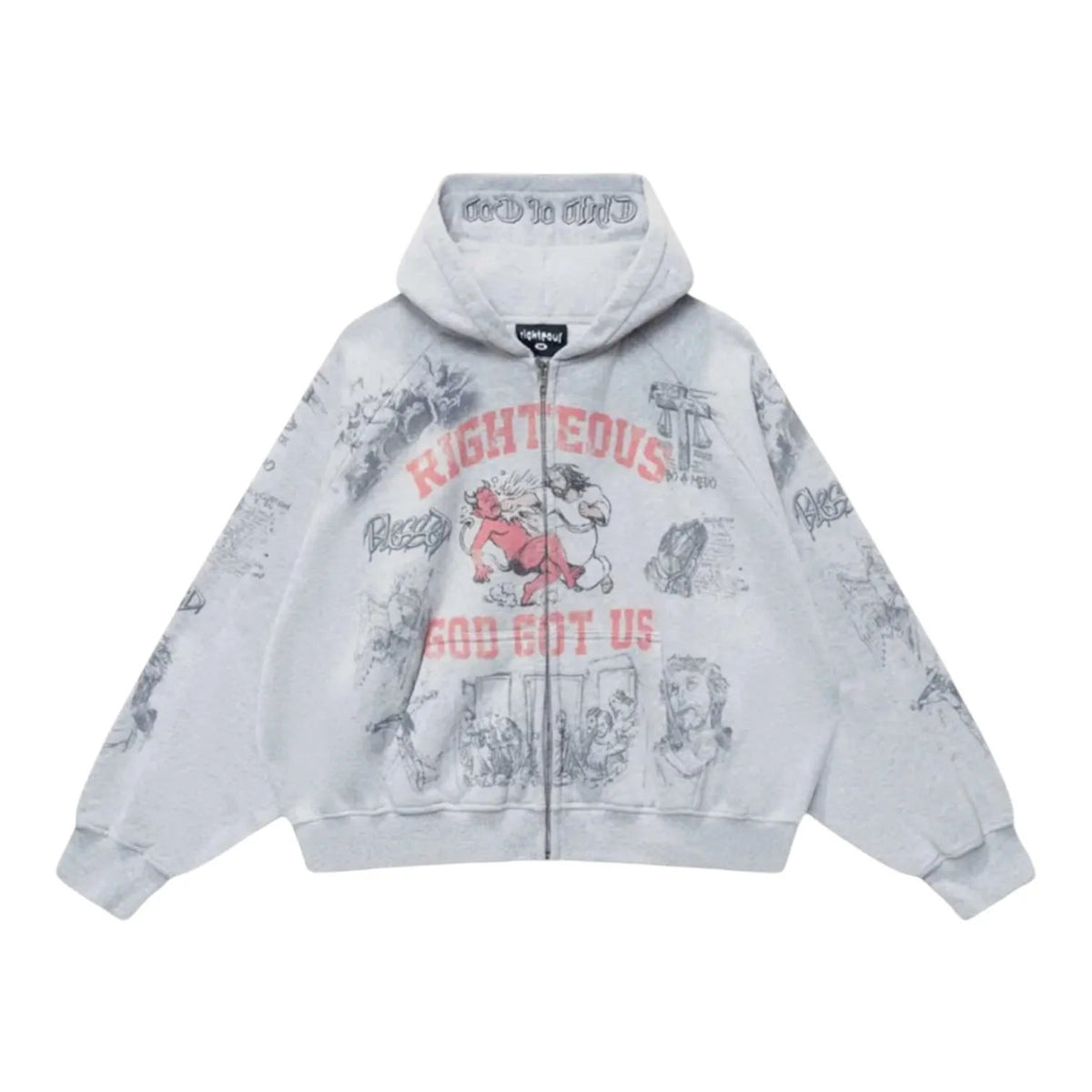 We Are Righteous University Zip Up Hoodie (Grey)