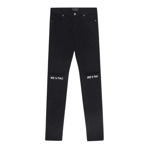 RTA Bryant Skinny Rest In Peace Jean (Black/White) - Preowned