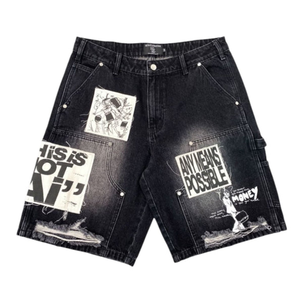 Mixed Emotion AI Denim Shorts (Black)