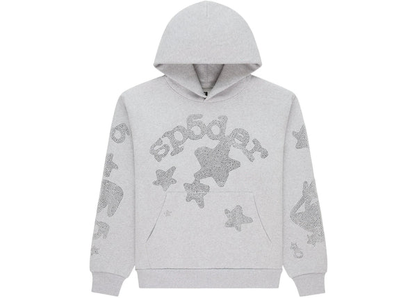 Sp5der Rhinestone Beluga Hoodie (Heather Grey)