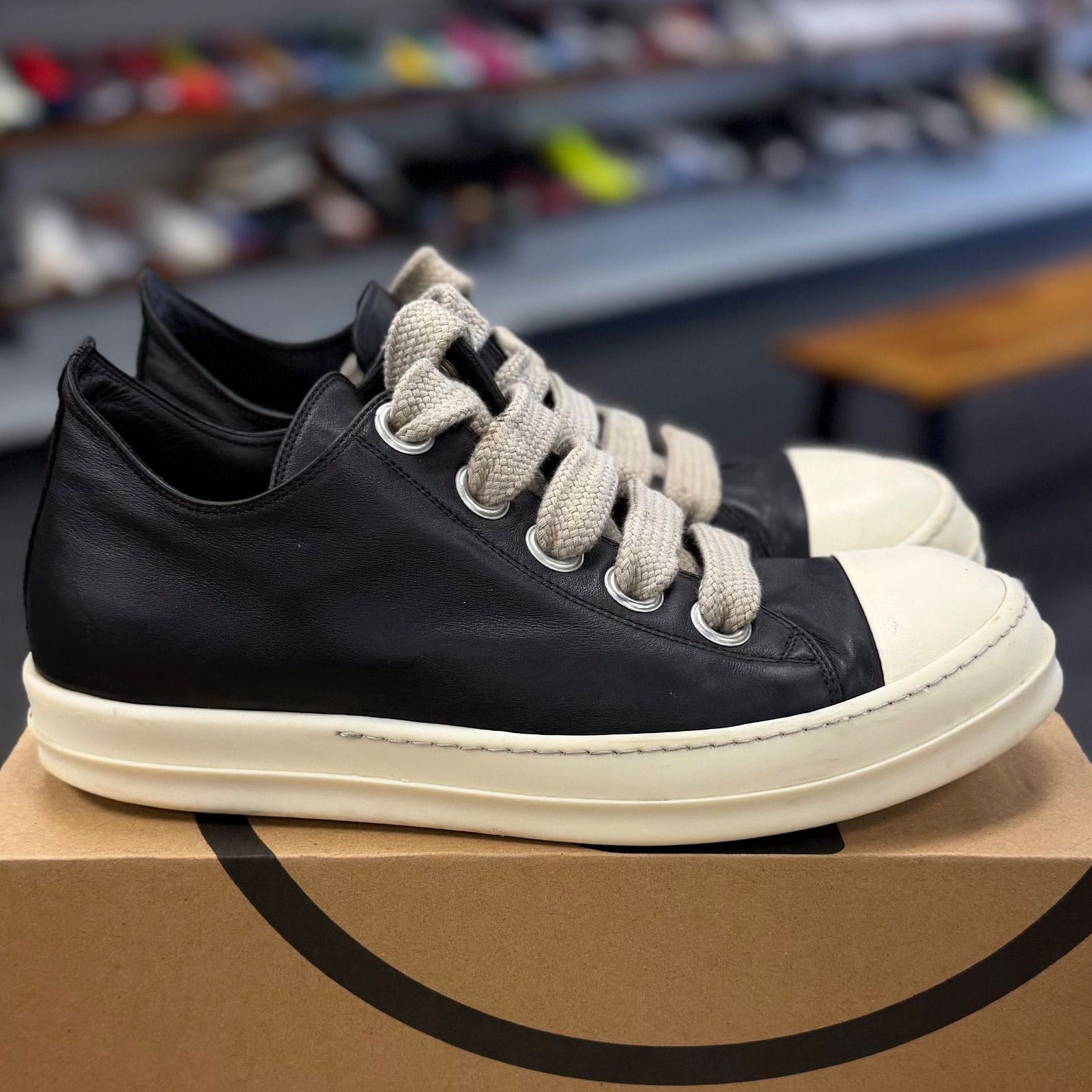 Rick Owens Concordians Jumbo Laced Low Black Milk - Preowned