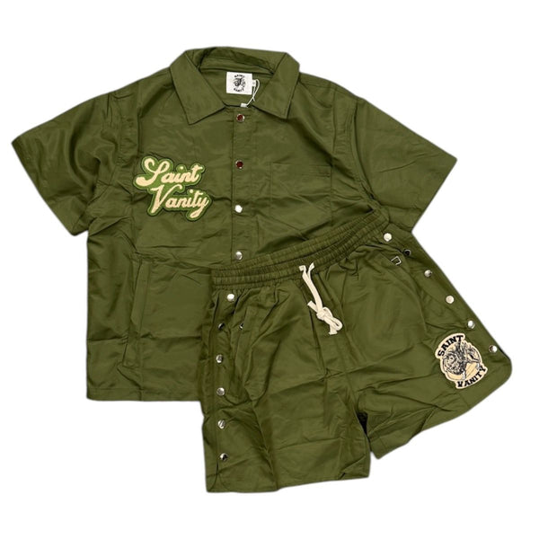 Saint Vanity Nylon Button Up Set (Olive)