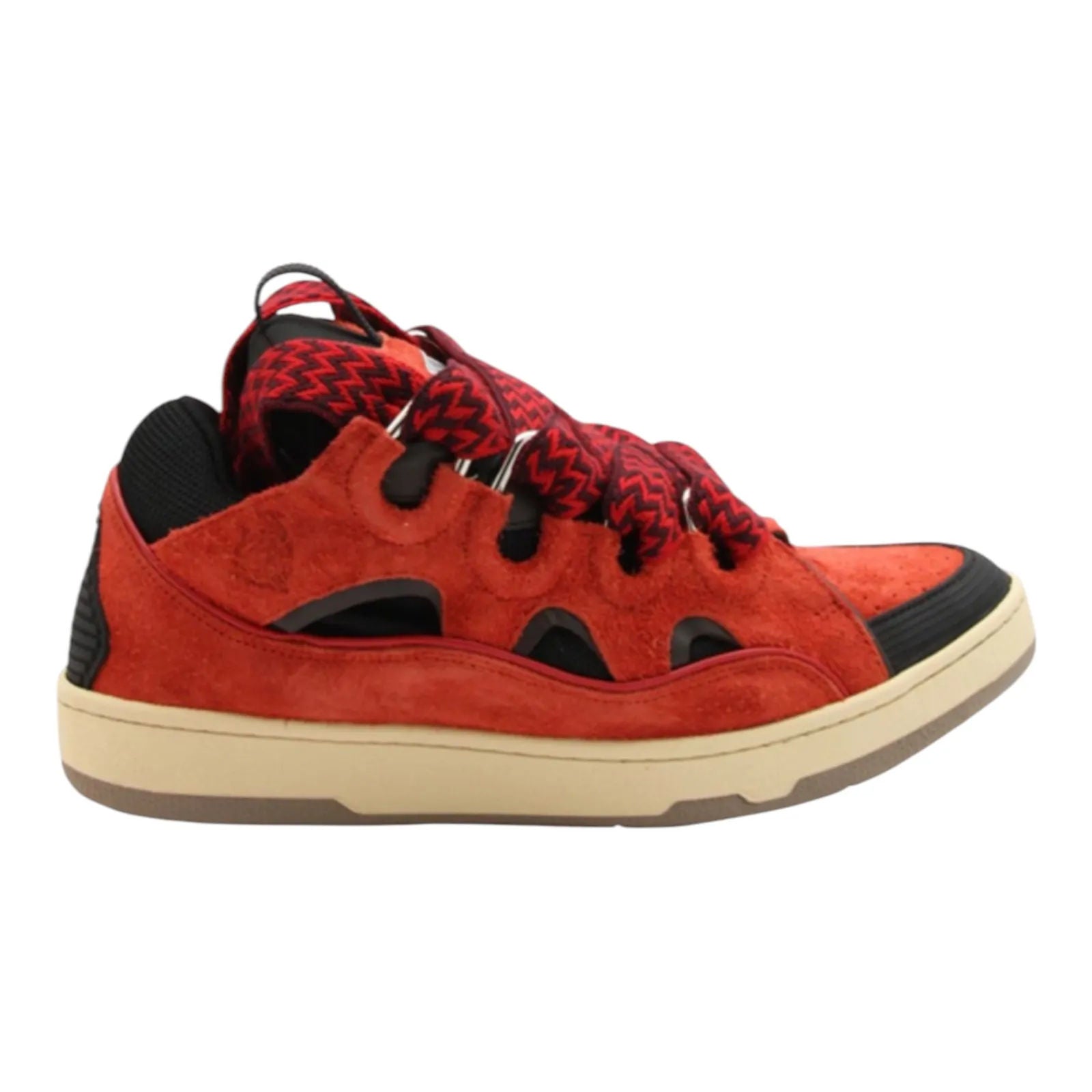 Lanvin Curb Leather Sneaker (Red/Black) - Preowned