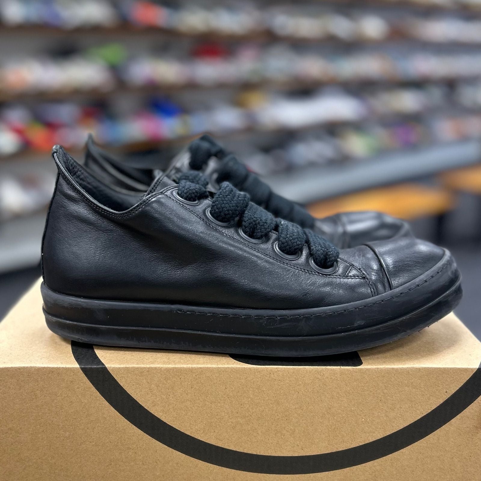 Rick Owens Concordians Jumbo Laced Low All Black - Preowned
