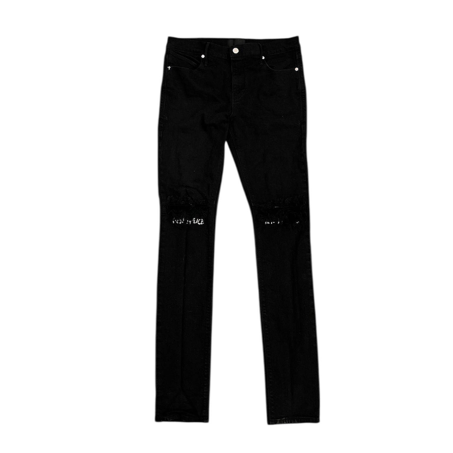 R.T.A Bryant Skinny Rest In Peace Jean (Black/White) - Preowned