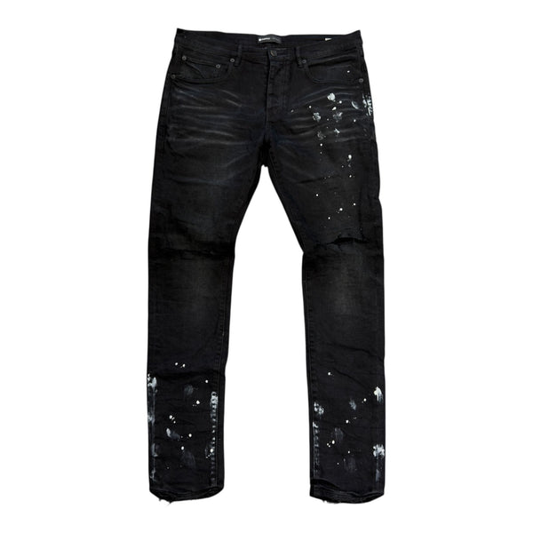 Purple Paint Knee Distressed Denim (Black) - Preowned