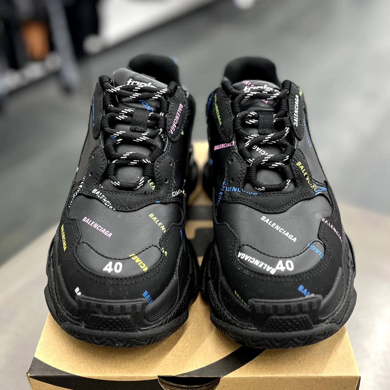 Balenciaga Triple S All Over Logo Print - Preowned