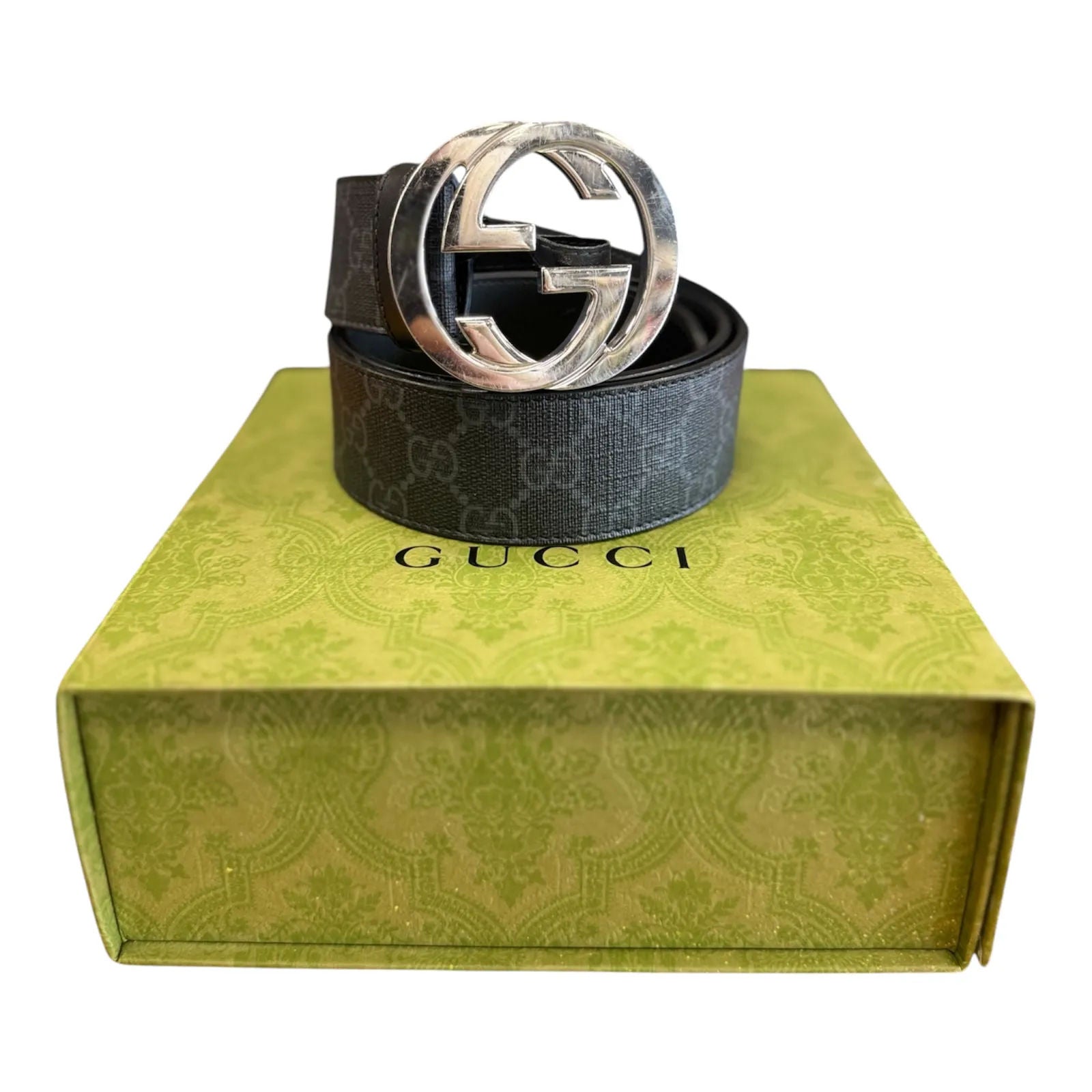 Gucci Canvas Monogram Belt (Black) - Preowned