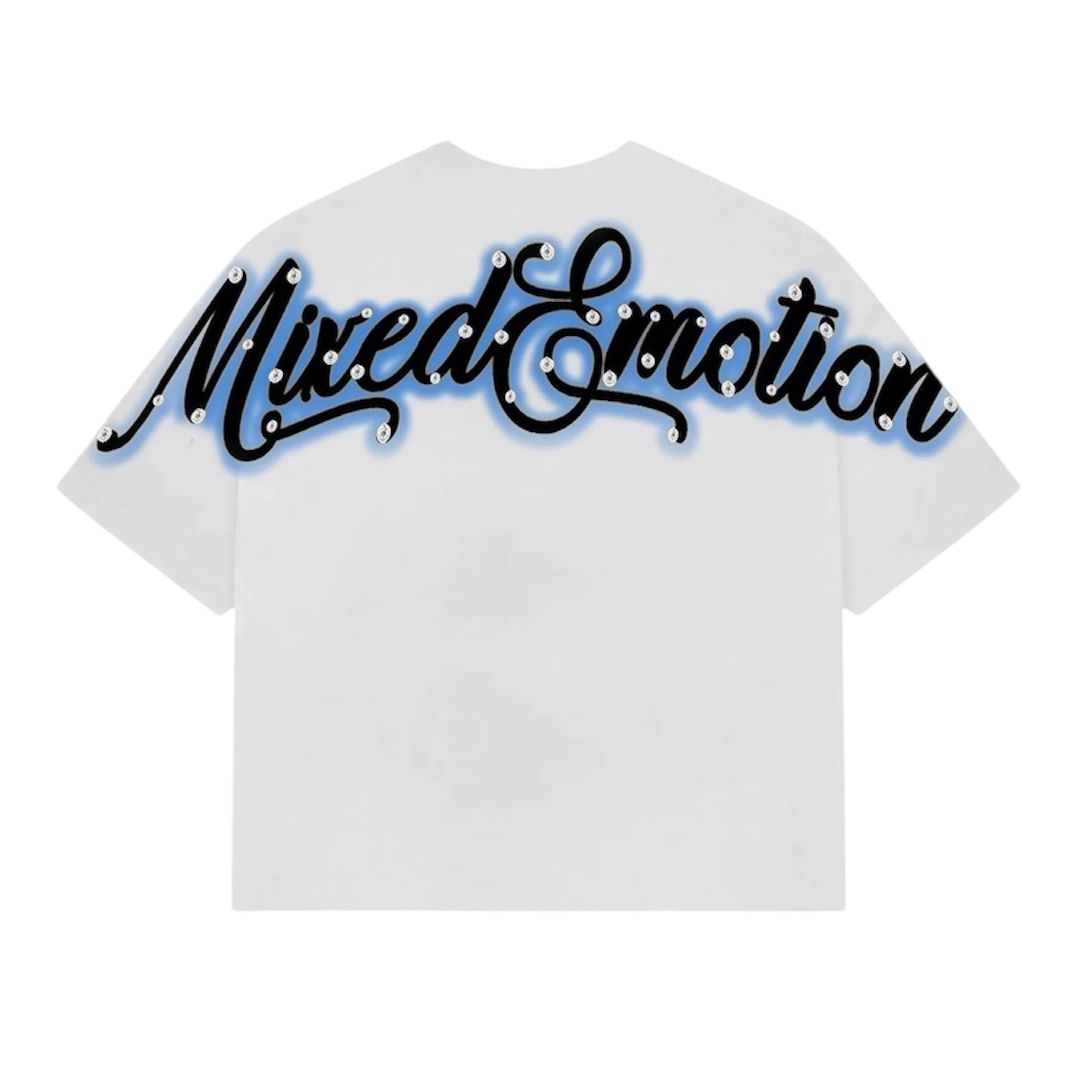 Mixed Emotion Statue Rhinestone Tee (White)