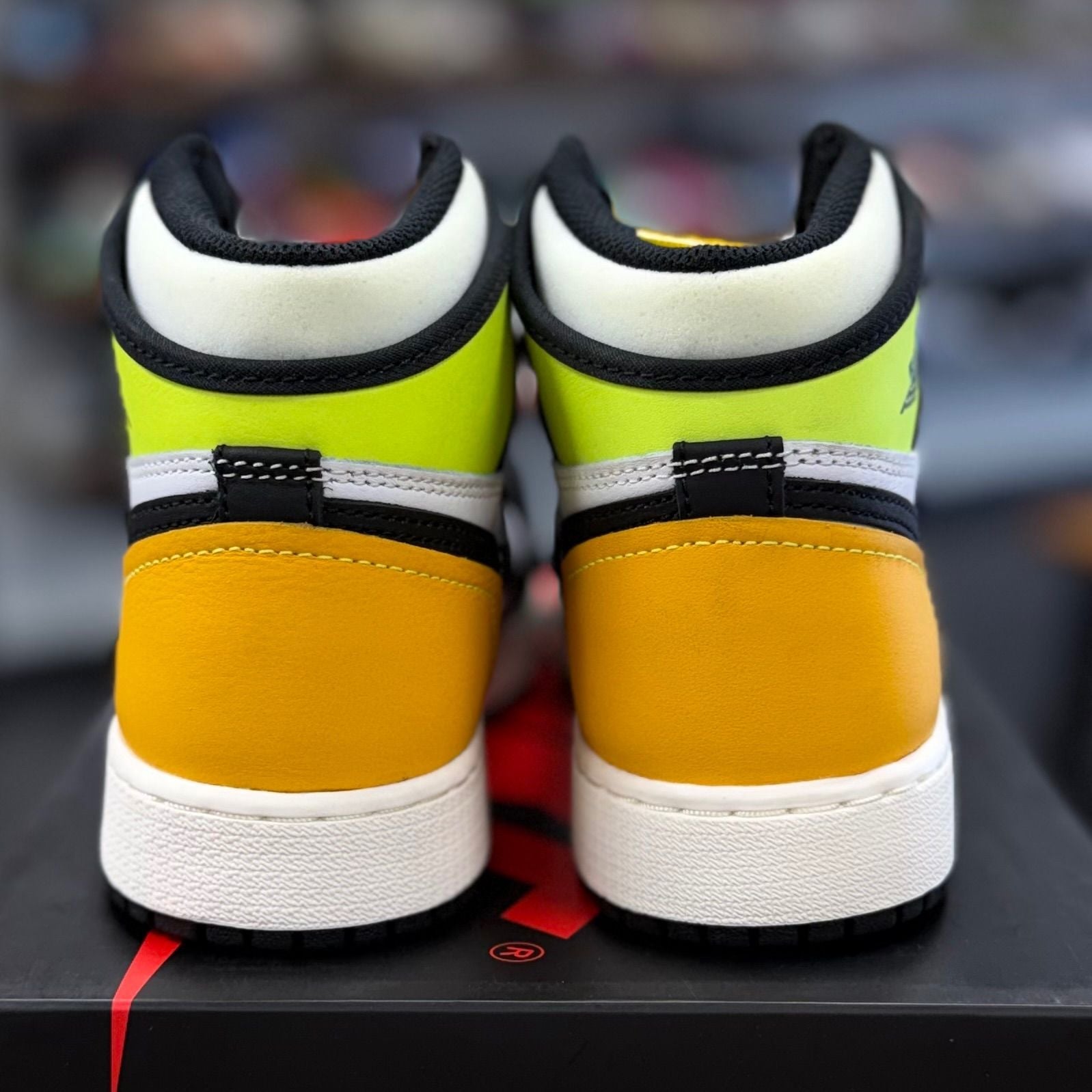 Jordan 1 Retro High White Black Volt University Gold (GS) - Preowned