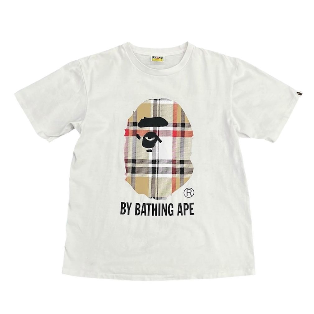 BAPE A Bathing Ape Check by Bathing Tee (White/Biege) - Preowned