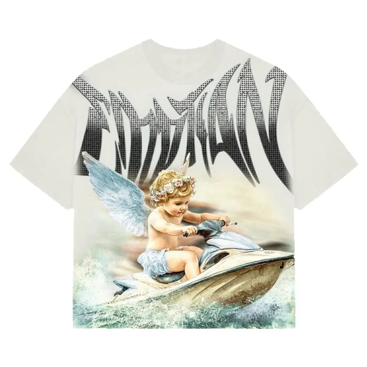 Mixed Emotion Jetski Rhinestone Tee (White)