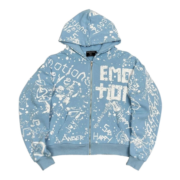 Mixed Emotion Graffiti Hoodie (Blue)