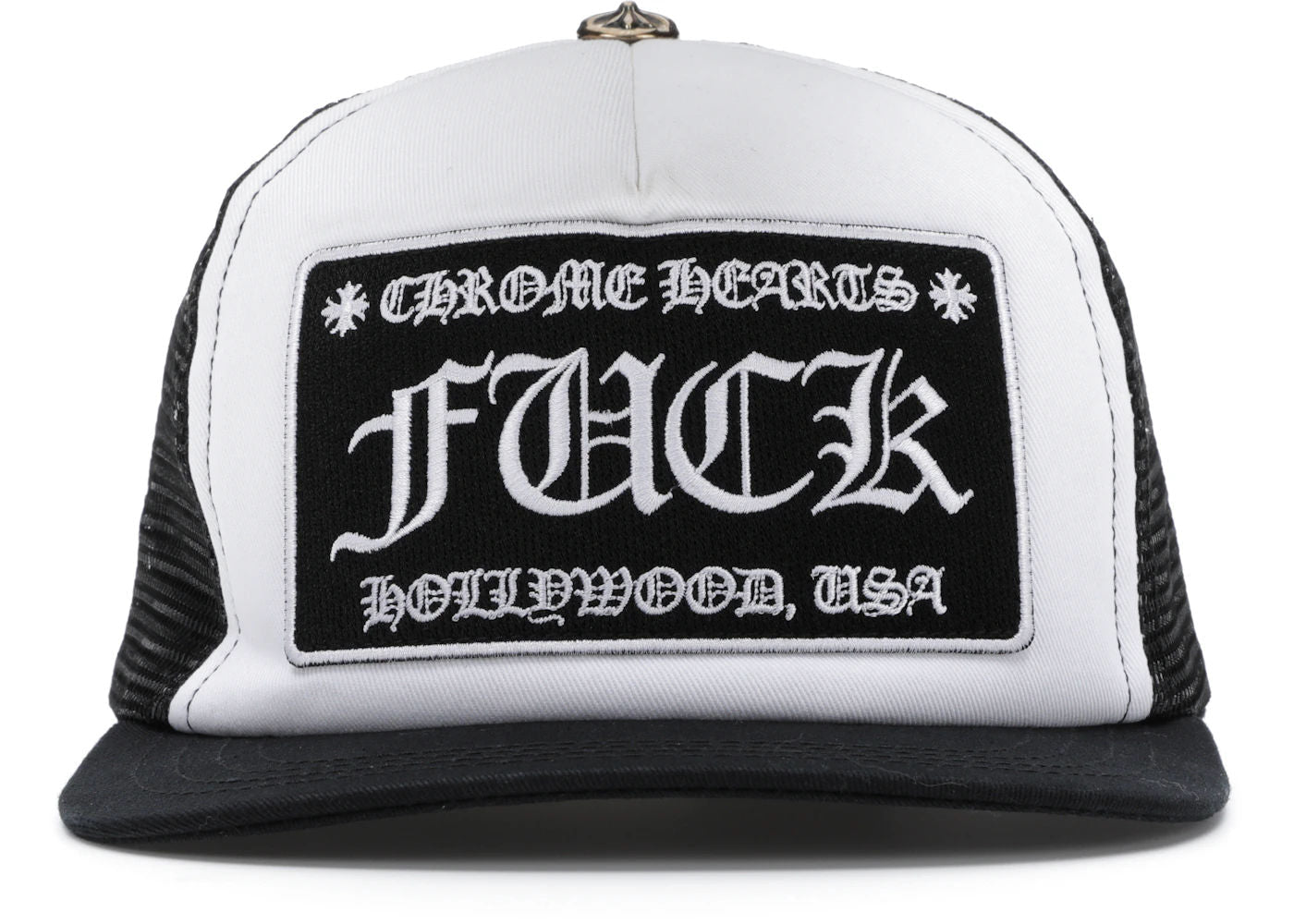 Chrome Hearts FUCK Hollywood Trucker Hat Black/White - Preowned
