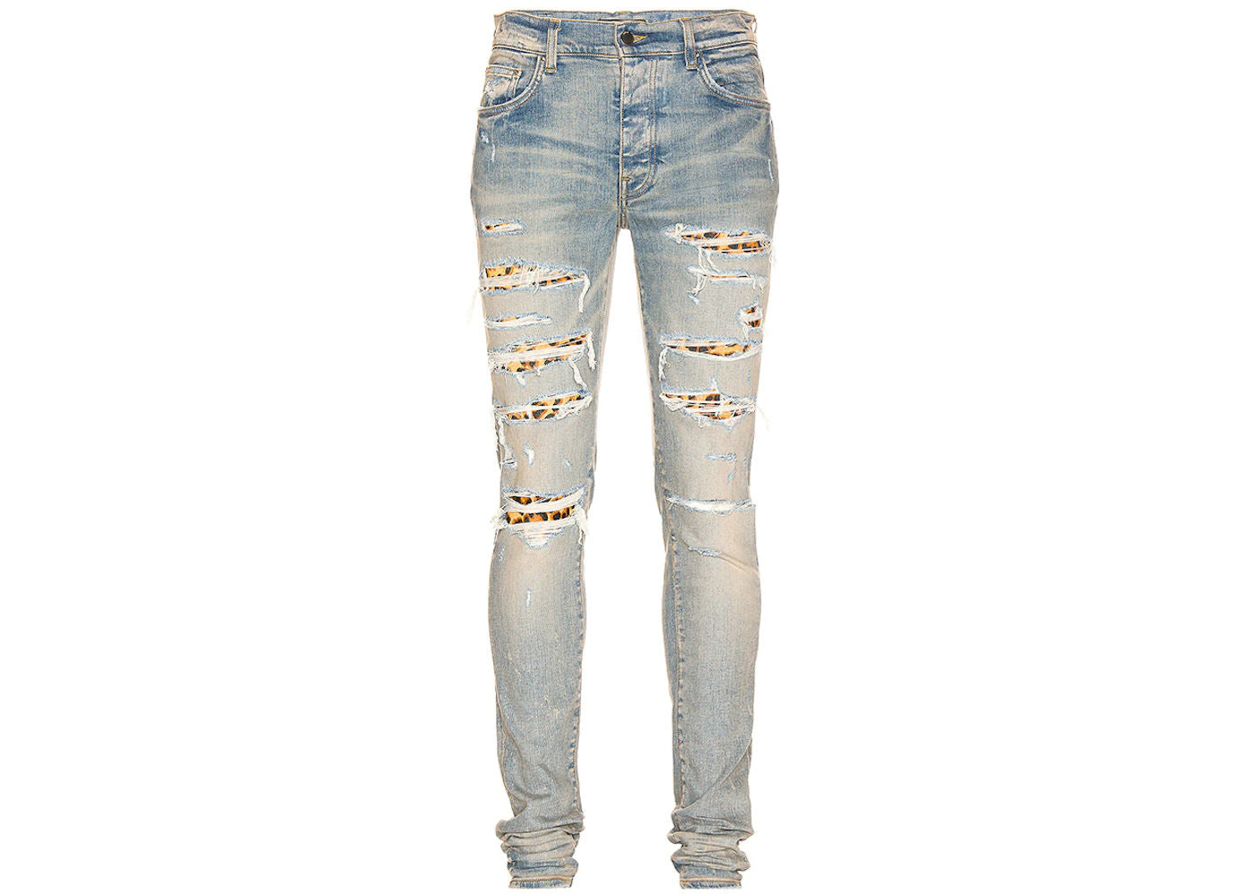 AMIRI Leopard Thrasher Skinny Fit Jeans Clay Indigo - Preowned