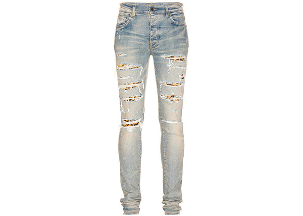 AMIRI Leopard Thrasher Skinny Fit Jeans Clay Indigo - Preowned