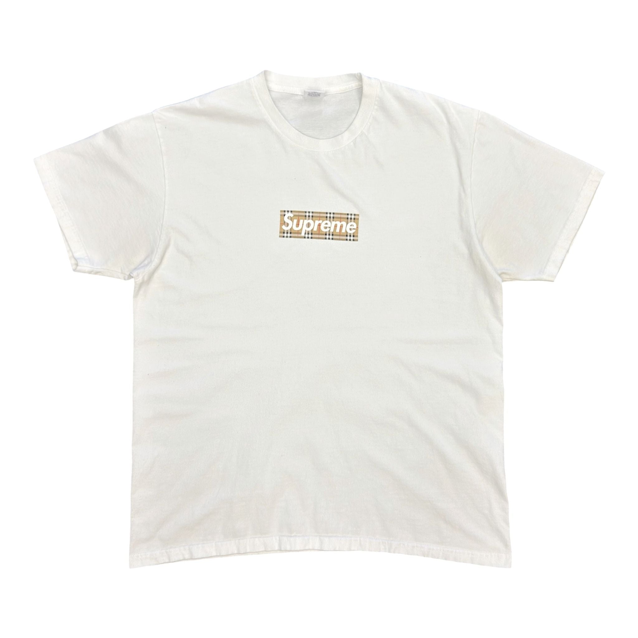 Supreme Burberry Box Logo Tee White - Preowned