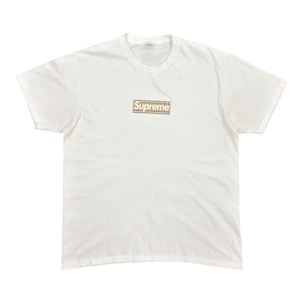 Supreme Burberry Box Logo Tee White - Preowned