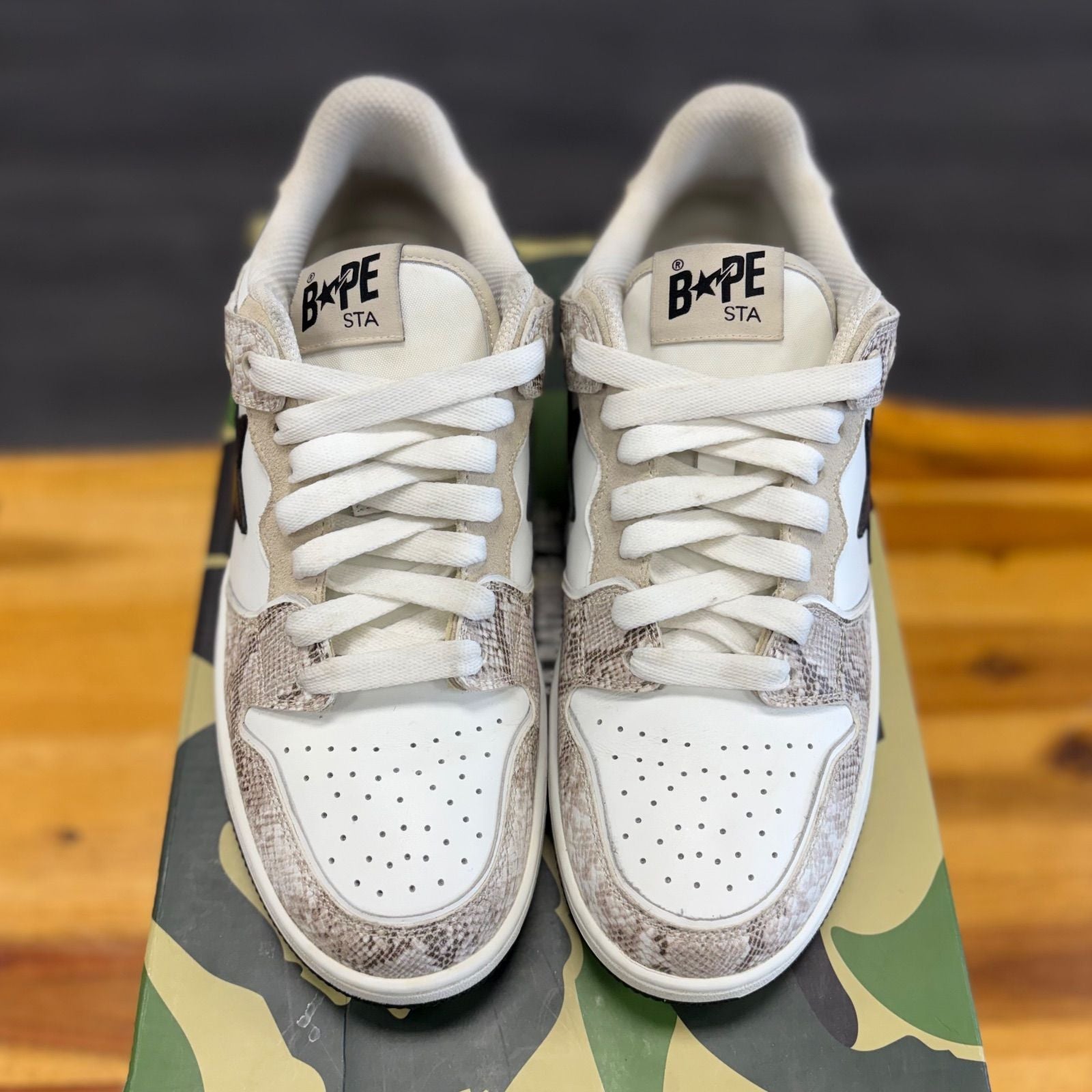 A Bathing Ape Sk8 Sta #1 Beige Snakeskin - Preowned