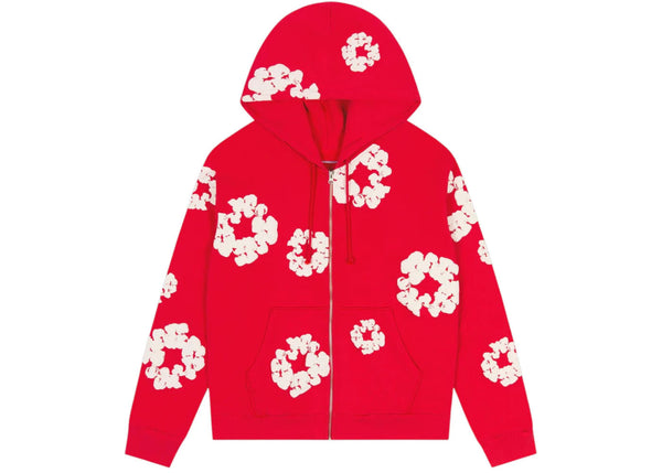 Denim Tears Cotton Wreath Zip Hoodie Red
