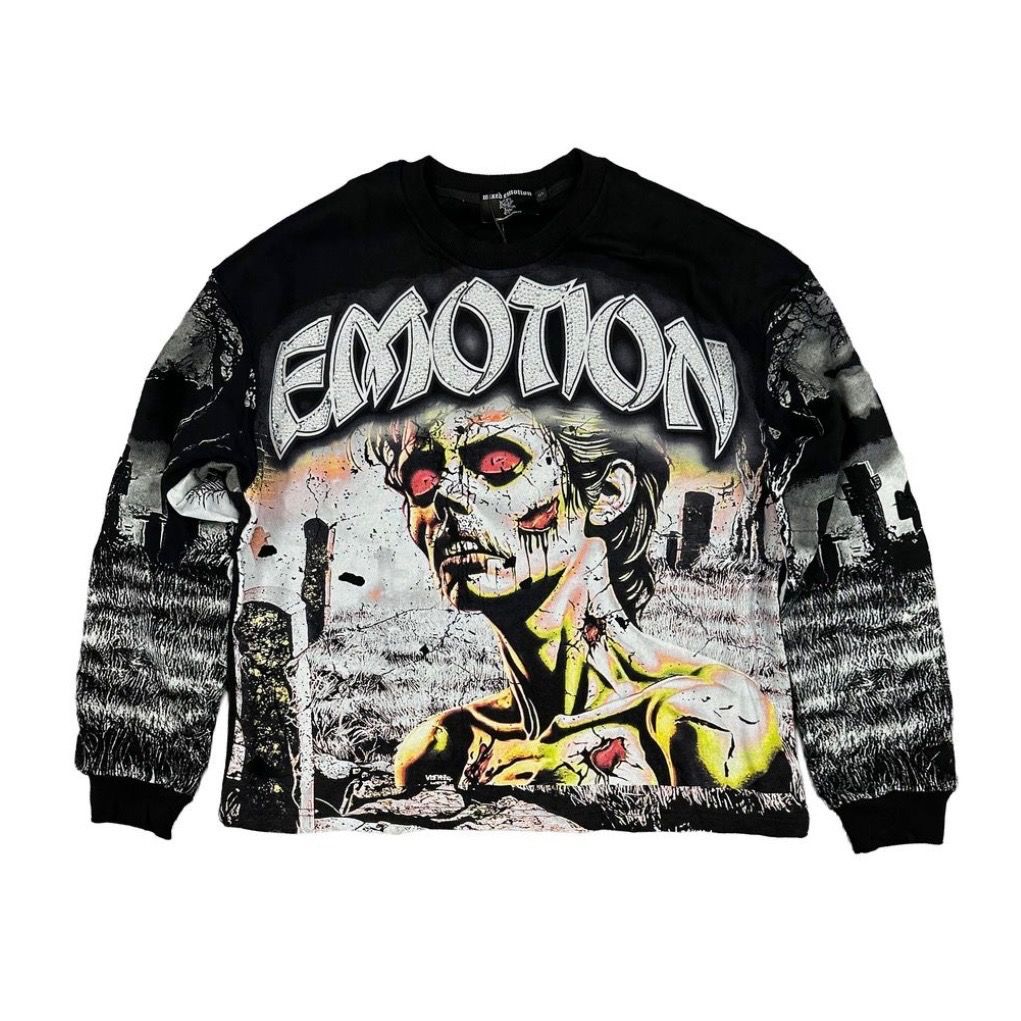 Mixed Emotion Tombstone Long Sleeve Tee (Black) - Preowned