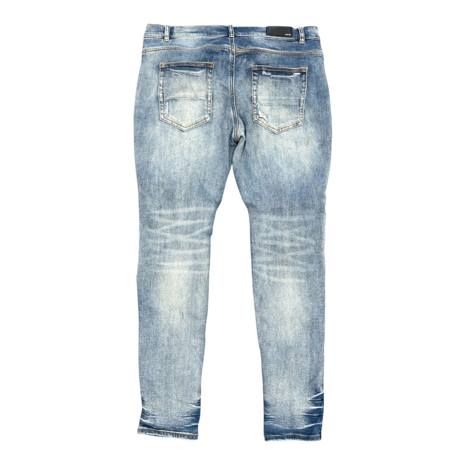 Amiri MX1 Red/White Flannel Patch Jeans (Clay Indigo) - Preowned