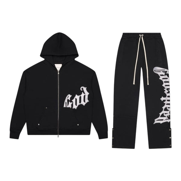 Godspeed OG Logo Sweatsuit V2 (Black/Silver Satin)