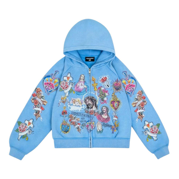 We Are Righteous Risen King Zip Up Hoodie (Blue)