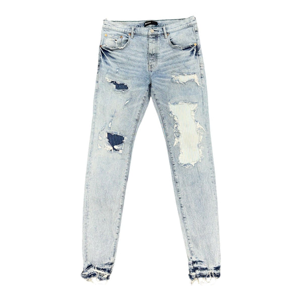 Purple Distressed Patch Denim (Blue) - Preowned