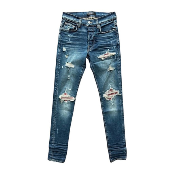 AMIRI Red Bandana MX1 Distressed Jean (Deep Classic Indigo) - Preowned