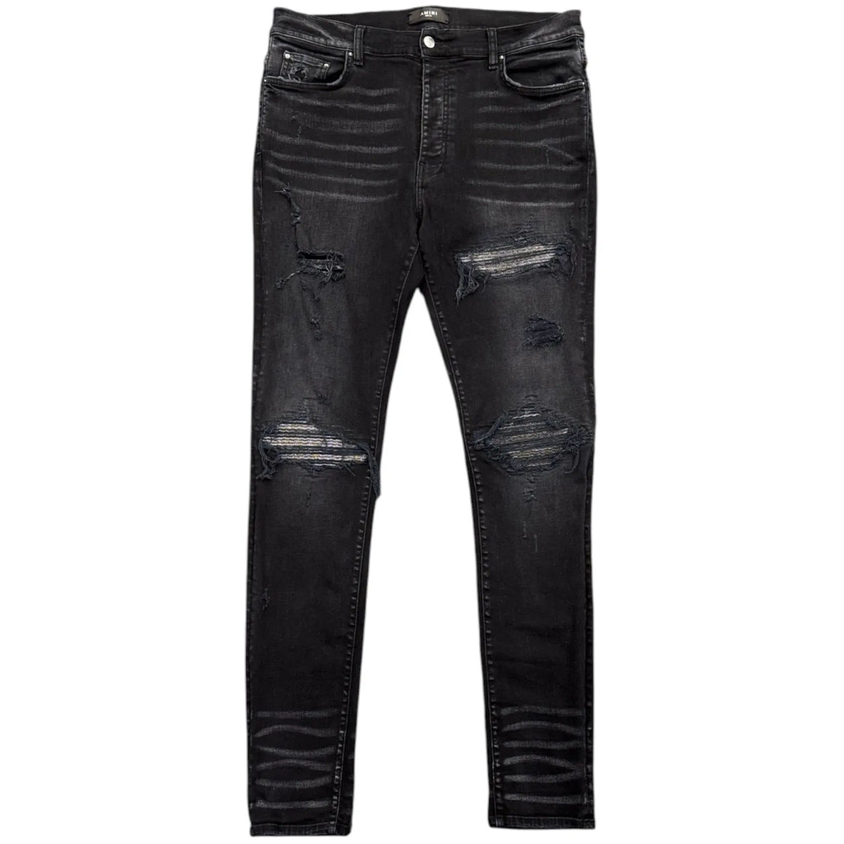 Amiri Mx1 Reflective Patch Jeans (Black) - Preowned