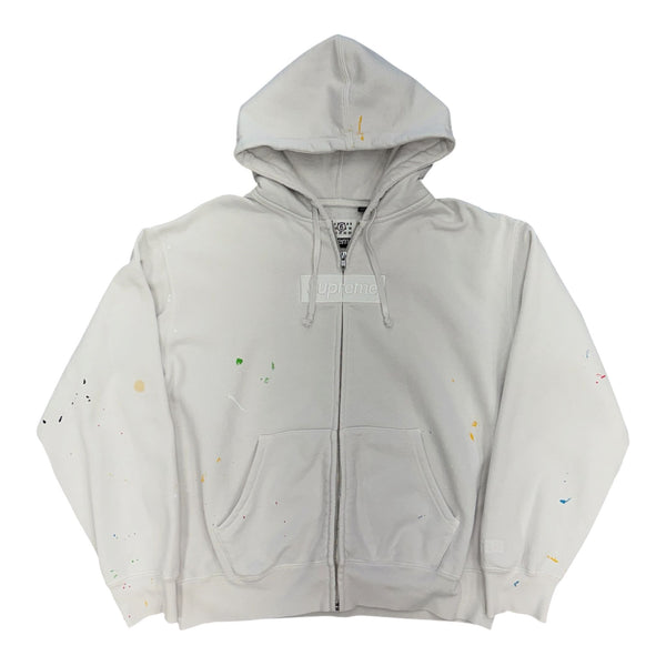Supreme MM6 Maison Margiela Box Logo Zip Up Hooded Sweatshirt White - Preowned