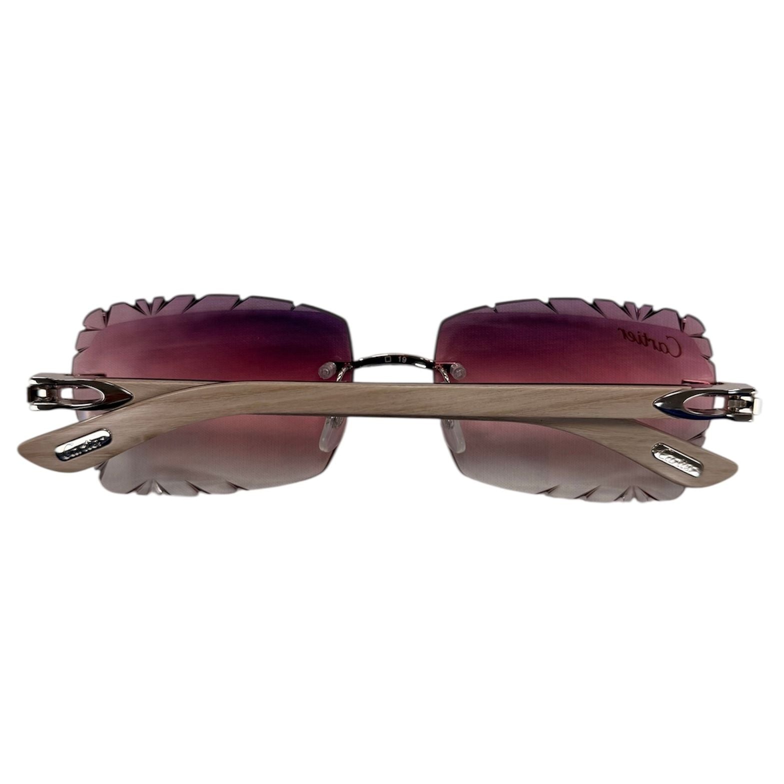 Cartier Glasses (Ivory Wood Sticks/Pink Gradient Diamond Cut Lenses)
