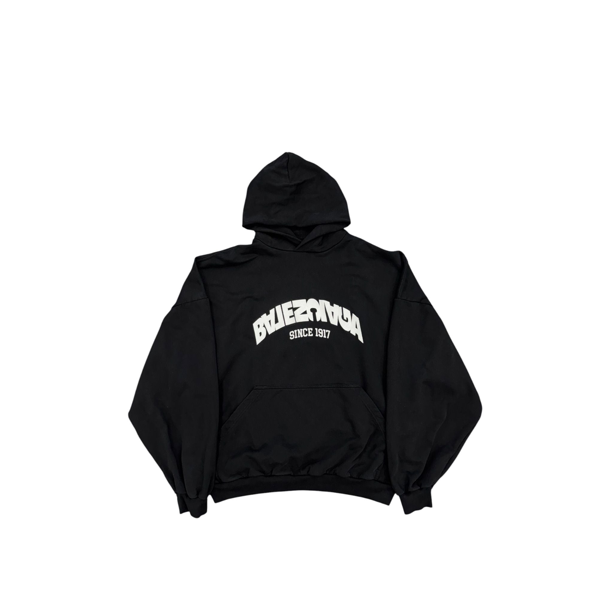 Balenciaga Back Flip Round Oversized Hoodie (Black) - Preowned