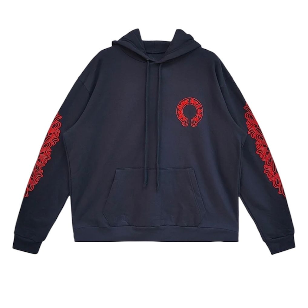 Chrome Hearts Horseshoe Floral Hoodie (Navy)