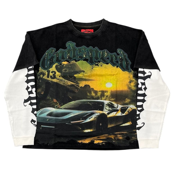 Godspeed Sunset drift L/S Tee (Black washed)