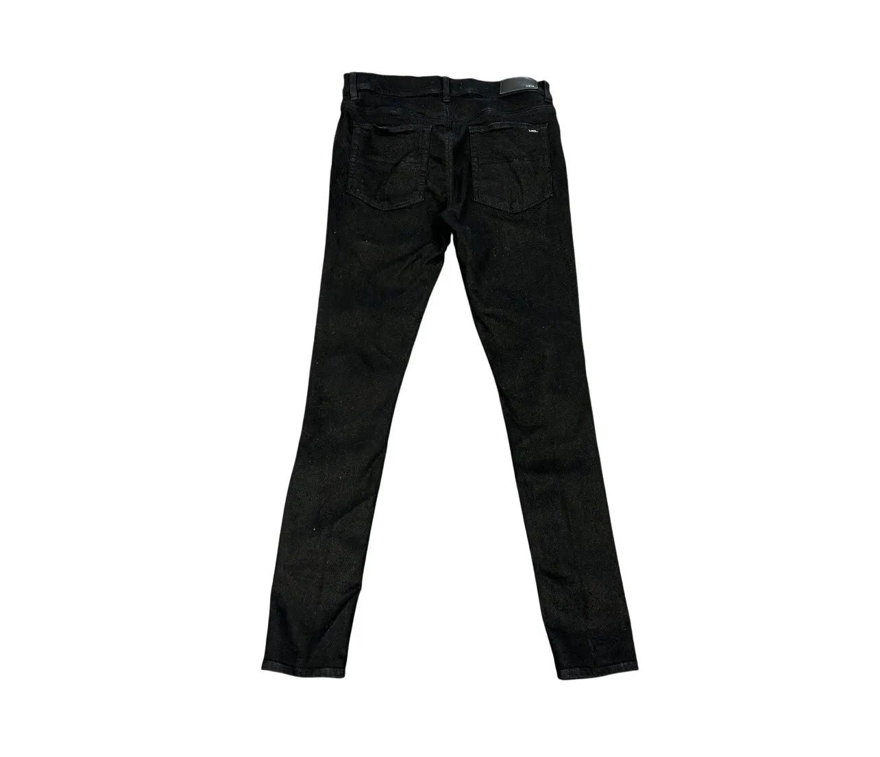 Amiri MX1 Black Leather Patch Jean (Black Waxed) - Preowned