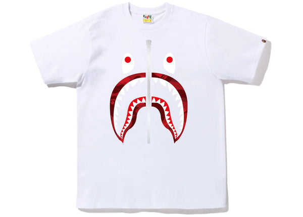 BAPE Color Camo Silver Zip Shark Tee (SS23) White Green