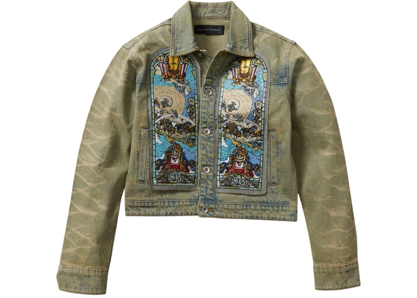 Who Decides War Unfurled Cropped Denim Jacket Multicolor