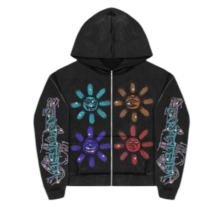 Carpe Vestem Rhinestone Mood Zip Up Hoodie (Black)