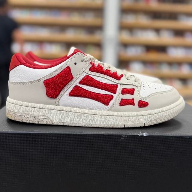 AMIRI Skel Top Low White Red Chenille - Preowned
