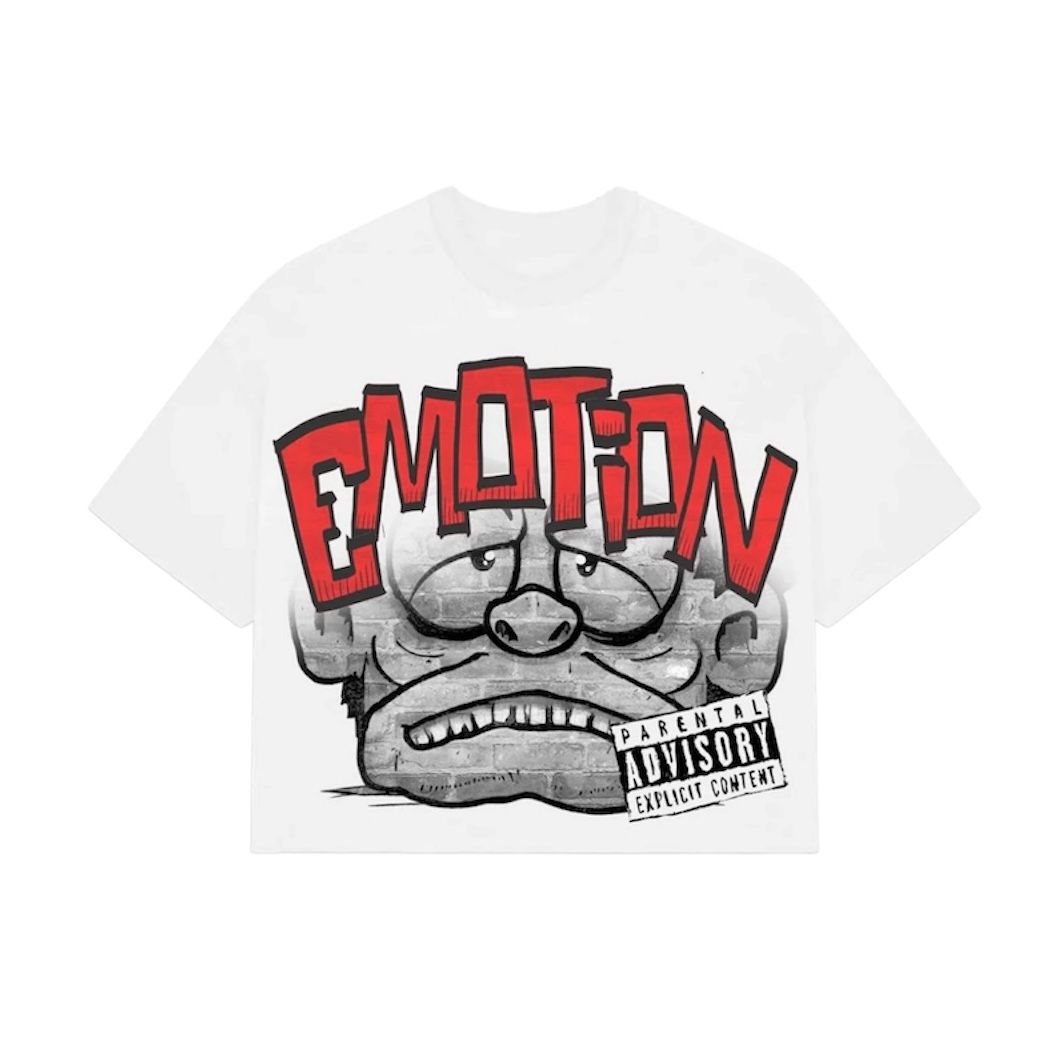 Mixed Emotion Monster Cropped Tee (White) - Preowned