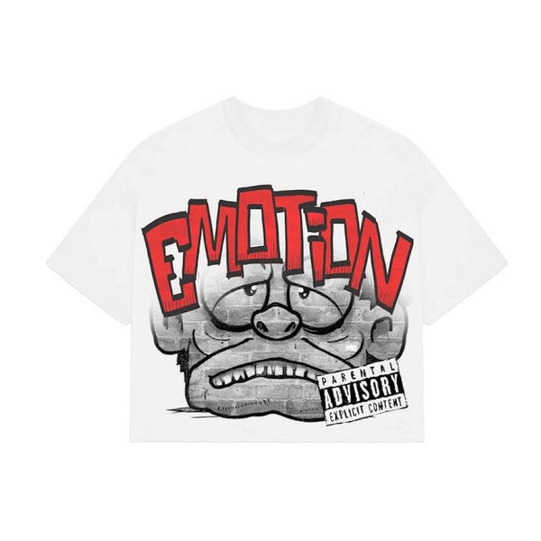Mixed Emotion Monster Cropped Tee (White) - Preowned