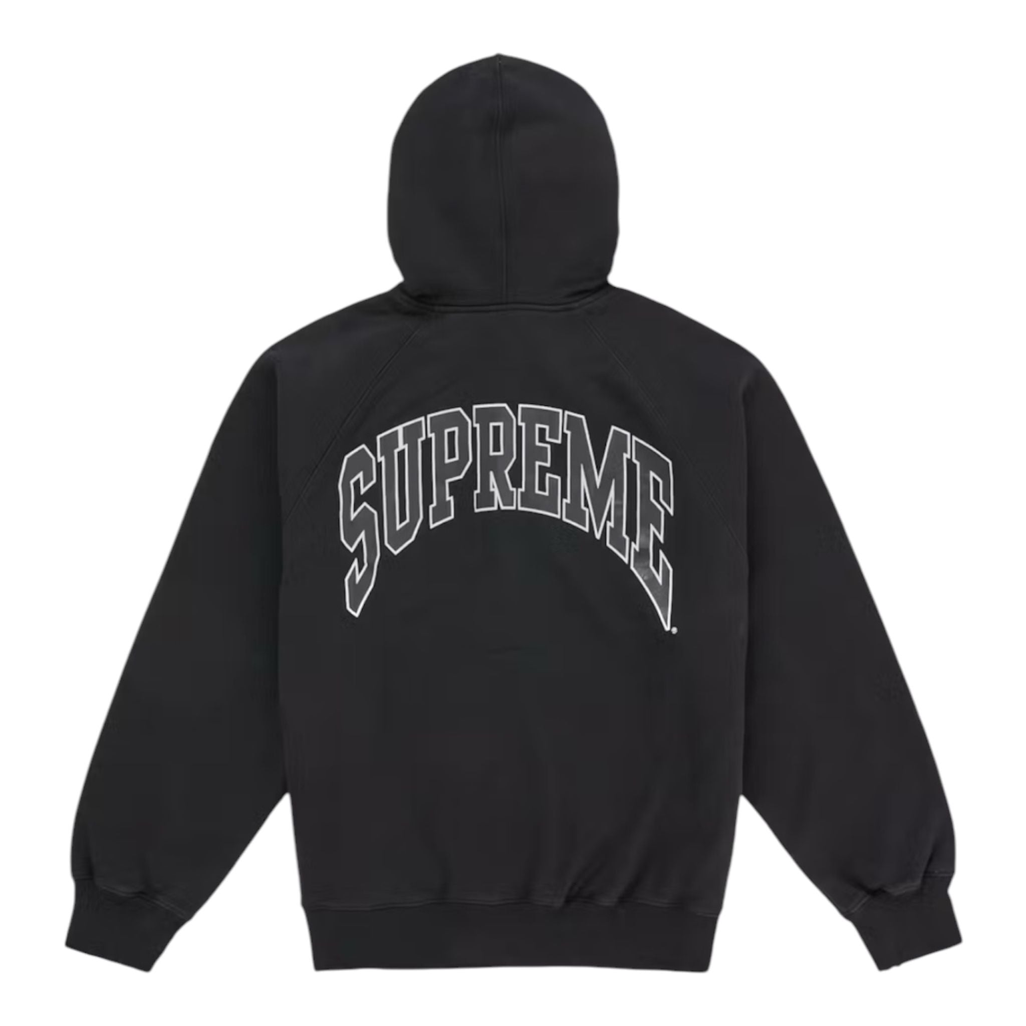 Supreme Cracked Raglan Zip Up Hooded Sweatshirt Black