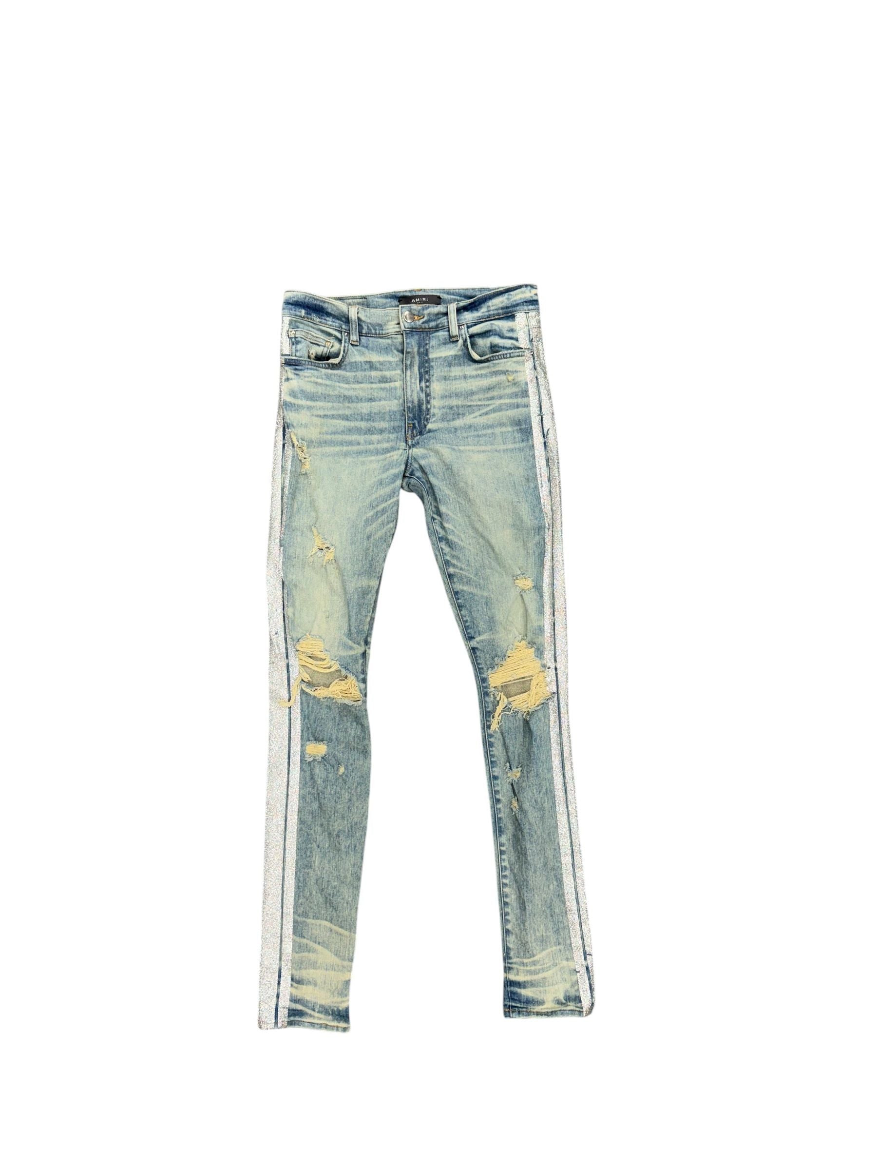 Amiri Glitter Stripe Track Jeans (Clay Indigo) - Preowned